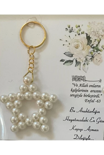 Vipfoni Kartlı İncili Düğün, Kına, Söz, Nişan Hediyelik Dağıtmalık Anahtarlık 10 Adet - 2