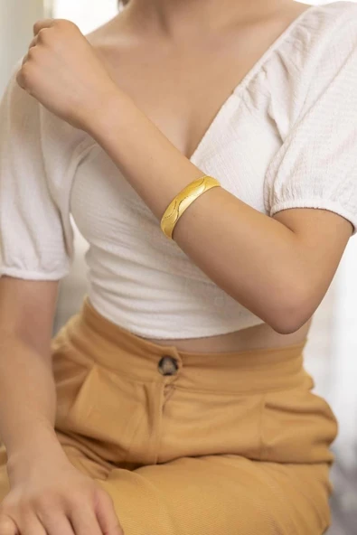 Yiğitbaşı Gold 22 Ayar İşçiliksiz 15mm Şarnel Bilezik - 2