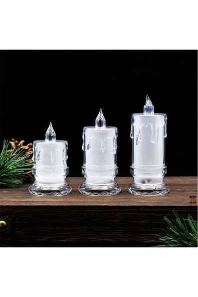 Vipfoni Alevli Kristal Erimiş Hareketli Alevli Eriyen Yapay Pilli Led Mum 9 cm 1 Adet - Resim 2