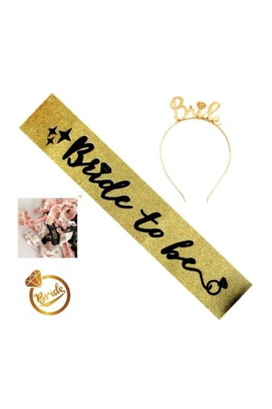 Vipfoni Bride Bekarlığa Veda Parti Taç, Kuşak, Dövme, Bileklik Full Set ürün görseli