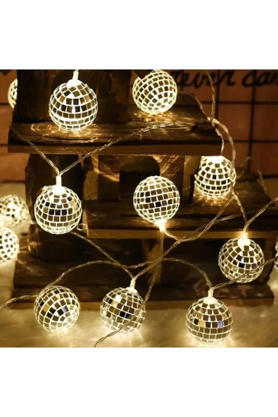 Vipfoni Dekoratif Süsleme Mini Disko Topu 10’lu Led Zinciri - Resim 4