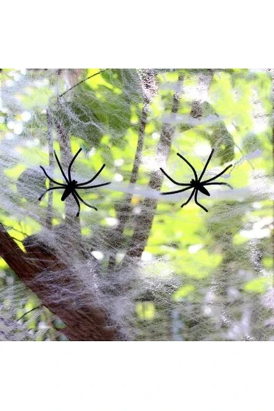 Vipfoni Örümcek Ağ Ve Siyah Örümcekler Seti 20 Gr - Beyaz - Resim 2