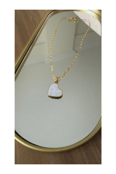 Vipfoni Zirkon Taşlı Kalbim Çelik kolye ürün görseli