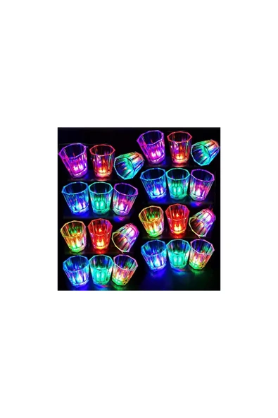 Vipfoni Renkli Led Parlayan Fiber Optik Glow Işıklı Bardak 5,5 x 5,5 cm 2 Adet - Resim 3