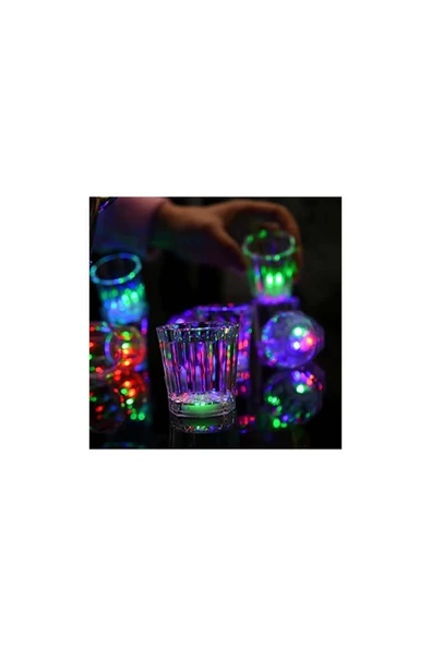 Vipfoni Renkli Led Parlayan Fiber Optik Glow Işıklı Bardak 5,5 x 5,5 cm 2 Adet - Resim 4