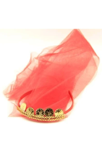 Vipfoni Altınlı Kına Gecesi Nedime Tacı Kırmızı 10 Adet ürün görseli