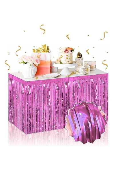 Vipfoni Kendinden Yapışkanlı Pembe Metalize Püsküllü Masa Eteği – 75 x 275 cm ürün görseli