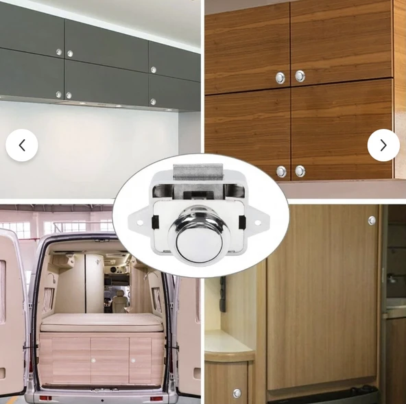 Karavan ve Tekneler için Basmalı Çekmece Dolap Kilidi Krom Renk - 5