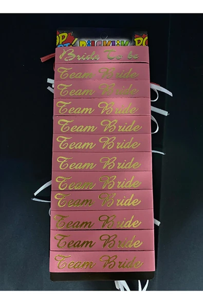 Vipfoni Bride To Be -Team Bride Bekarlığa Veda Nedime Bilekliği 12 Adet Pembe - Gold ürün görseli
