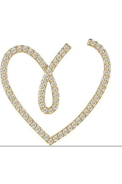 Vipfoni Zirkon Taşlı Asimetrik Kalp Kolye - Resim 2