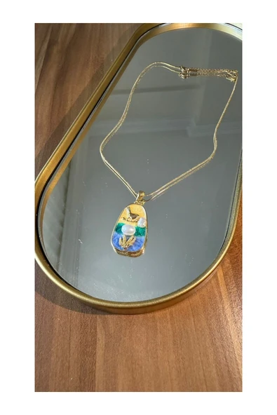 Vipfoni Özel Tasarım İncili Gold Sanat Kadın Çelik Kolye ürün görseli