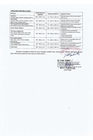 İZTAR ORGANİK GÜBRE Aminoasit Hayvansal Menşeli Organik Gübre ( Izamin Bs) 1 Lt - 4