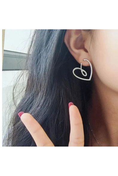 Vipfoni Zirkon Taşlı Asimetrik Kalp Kolye - Resim 3