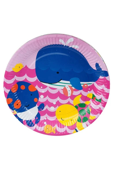 Vipfoni Neşeli Balıklar Pembe Karton Tabak 23cm ürün görseli 1