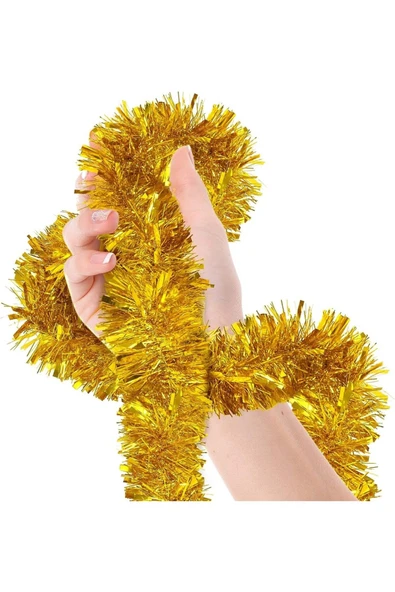 Vipfoni Parti İçin Mega Kalın  İthal Sim Süs 2 Metre Uzunluk 8 cm Genişlik – Gold