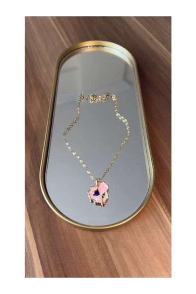 Vipfoni Özel Tasarım İncili Asimetrik Kalp Gold Sanat Kadın Çelik Kolye - Resim 2