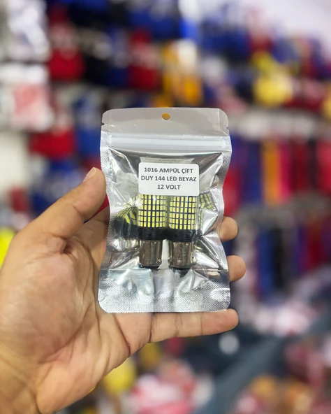 Oto 144LED Ampul 2'li Set, 1016M 12V Çift Duy Beyaz-Kırmızı-Turuncu Işık, Fren, Park, Sinyal Ampulleri - Resim 4