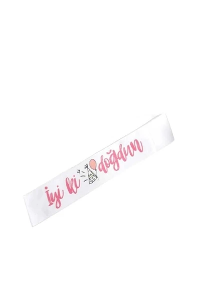 Vipfoni Beyaz/pembe Iyiki Doğdun Yazılı Kuşak / Kemer ürün görseli