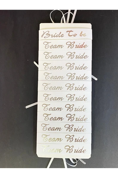 Vipfoni Bride To Be -Team Bride Bekarlığa Veda Nedime Bilekliği 12 Adet Beyaz - Gümüş - 1