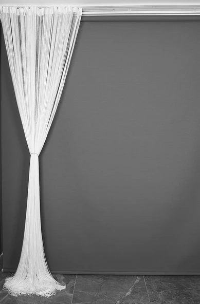 İP ZİNCİR BEYAZ RENK HAZIR DÜĞMELERİ DİKİLMİŞ İP PERDE  EN 180 CM BOY 280 CM - 8