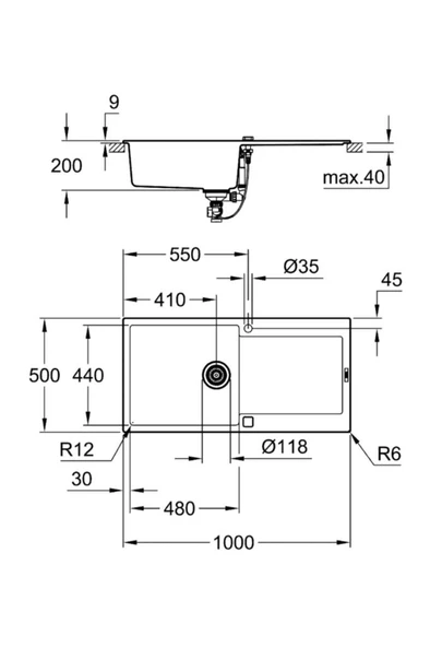 Grohe K500 31645AP0 60-C 100/50 Granit Kompozit Eviye - 3