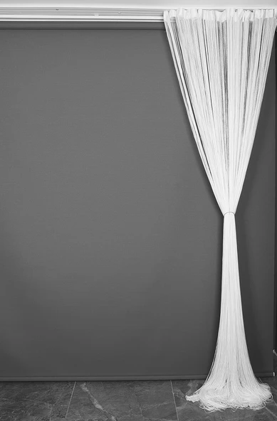 İP ZİNCİR BEYAZ RENK HAZIR DÜĞMELERİ DİKİLMİŞ İP PERDE  EN 180 CM BOY 280 CM - 9