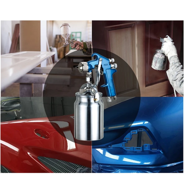 1000 ml 2.0 mm Alttan Depolu Boya Tabancası Hava Basınçlı Sprey Tabanca Metal Kupa Hazneli Boya Alet - Resim 5
