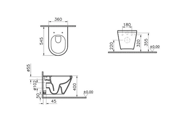 Vitra Integra Round Rim-ex Kanalsız Asma Klozet, 7041B083-0075 - Resim 3