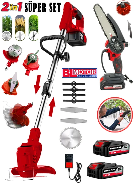 Cros Lombard Kimmer Seri Super 2 Li Set Yağ Pompalı 17 CM Pala Testere + Akülü Çim Biçme Full Set 2 Bataryalı ürün görseli 1