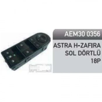 Opel Cam Acma Kapama Anahtarı Dortlu On Sol Astra H Zafıra B - Aem30 0356 ürün görseli