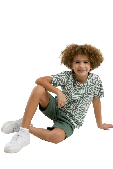 Arnetta Erkek Çocuk Yeşil Şortlu Pijama Takım 3302 - Resim 2