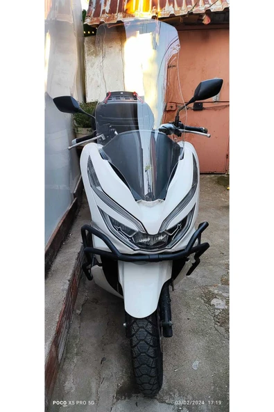 MOTOCAM Honda PCX Siperlik Ön Cam 2018-2020 Model 83cm Şeffaf Renkli 4mm UZUN CAM - Resim 3
