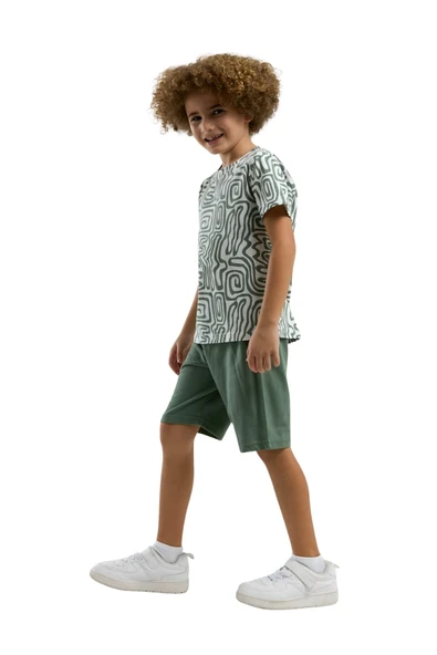 Arnetta Erkek Çocuk Yeşil Şortlu Pijama Takım 3302 - Resim 3