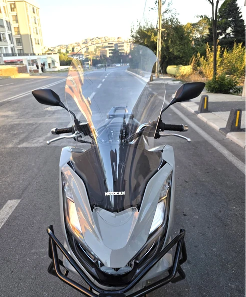 MOTOCAM Honda PCX Siperlik Ön Cam 2021-2024 Model 65cm Şeffaf Renkli 4mm - 1