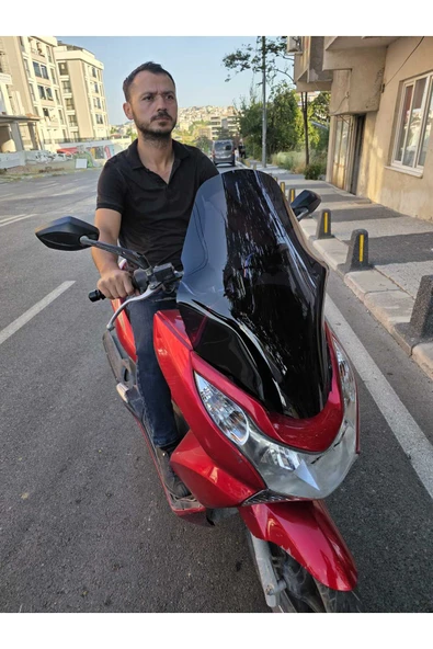 MOTOCAM Honda PCX Siperlik Ön Cam 2011-2013 Model 59cm Siyah Renkli ORTA BOYLU CAM - Resim 2