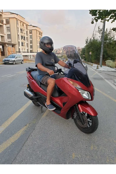 MOTOCAM Honda Forza 300 Siperlik Ön Cam 2014-2017 Elcikli 78cm Füme Renkli 4mm UZUN CAM - Resim 2