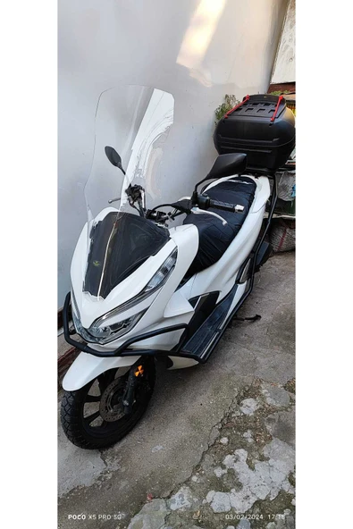 MOTOCAM Honda PCX Siperlik Ön Cam 2018-2020 Model 83cm Şeffaf Renkli 4mm UZUN CAM - Resim 2