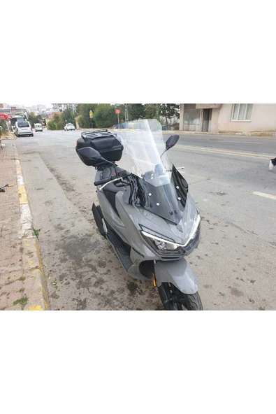 MOTOCAM Mondial Strada 125 Siperlik Ön Cam 2023-2025 Model 75cm Şeffaf Renkli 4mm UZUN CAM - Resim 3