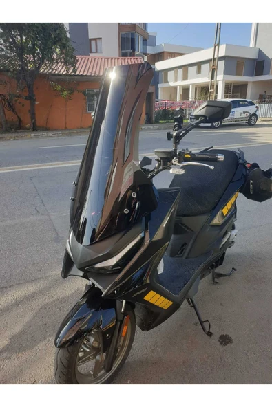 MOTOCAM Kymco Krv 200 Siperlik Ön Cam 2022-2025 Model 75cm Siyah Renkli 4mm UZUN CAM - Resim 2