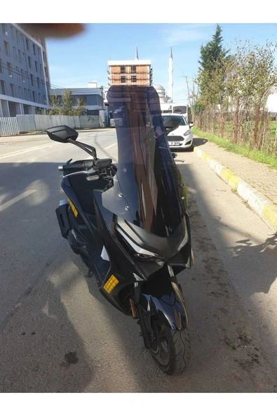 MOTOCAM Kymco Krv 200 Siperlik Ön Cam 2022-2025 Model 75cm Siyah Renkli 4mm UZUN CAM - Resim 3