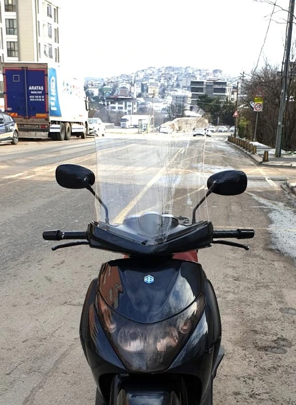 MOTOCAM Piaggio Beverly 250 Siperlik Ön Cam 2005-2007 Model 53cm Şeffaf Renkli 4mm UZUN CAM ürün görseli