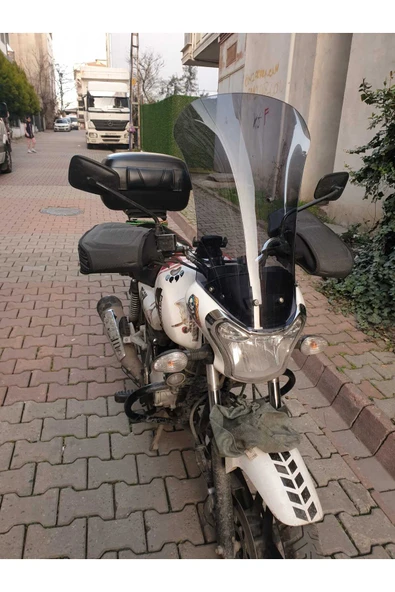 MOTOCAM Bajaj V15 Siperlik Ön Cam 2017-2018 Model 57cm Füme Renkli 4mm ORTA BOYLU CAM - Resim 2