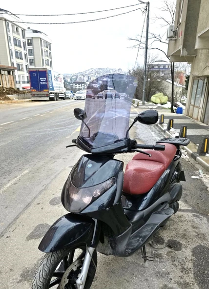 MOTOCAM Piaggio Beverly 250 Siperlik Ön Cam 2005-2007 Model 53cm Füme Renkli 4mm UZUN CAM - 3