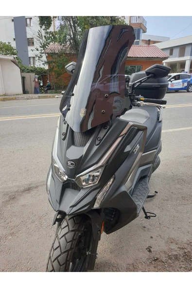 MOTOCAM Kymco DTX 360 Siperlik Ön Cam 2021-2023 Model 55cm Siyah Renkli 4mm KISA SPOR CAM - Resim 3