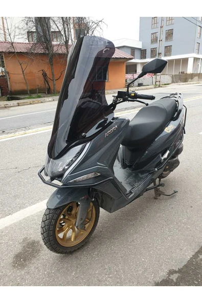 MOTOCAM Arora Safari PRO Siperlik Ön Cam 2023-2025 Model 80cm Siyah Renkli 4mm UZUN CAM - Resim 3