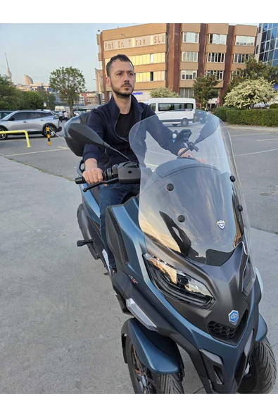 MOTOCAM Piaggio MP3 530 Siperlik Ön Cam 2023-2025 Model 60cm Şeffaf Renkli 4mm ORTA BOYLU - Resim 2