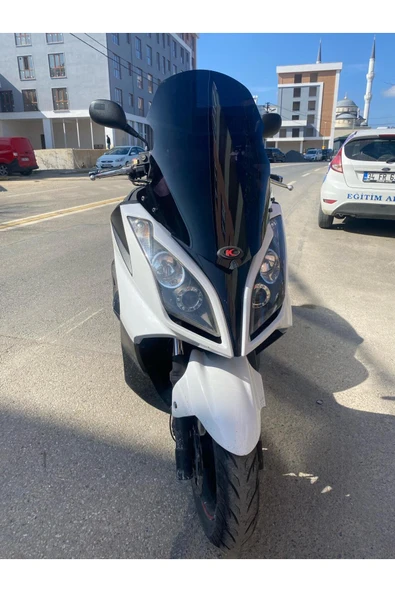 MOTOCAM Kymco Downtown Siperlik Ön Cam 2010-2015 Model 78cm Siyah Renkli 4mm UZUN CAM - Resim 3