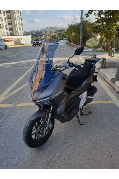 MOTOCAM Falcon Trex 188 Siperlik Ön Cam 2022-2025 Model 55cm Füme Renkli 4mm KISA SPOR CAM - Resim 2