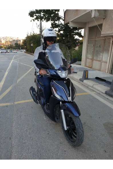 MOTOCAM Kymco People S 200 Siperlik Ön Cam 2020-2025 Model 38cm Şeffaf Renkli 4mm KISA SPOR CAM - Resim 3