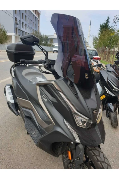 MOTOCAM Kymco DTX 360 Siperlik Ön Cam 2021-2023 Model 65cm Siyah Renkli 4mm ORTA BOYLU CAM - Resim 2